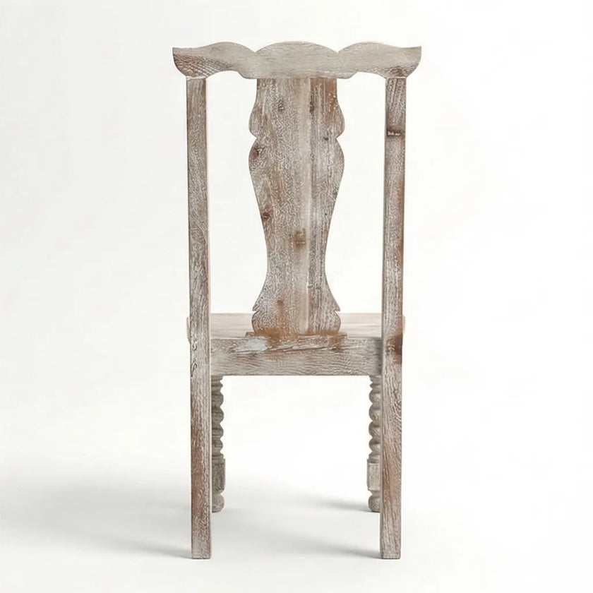 Mathilide Solid Wood Rustic Dining Set with Hand-Carved Chairs & Bench