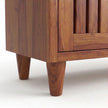 Solid Wood Shoe Rack with Carved Doors & Cushioned Bench Entryway Shoe Storage Cabinet