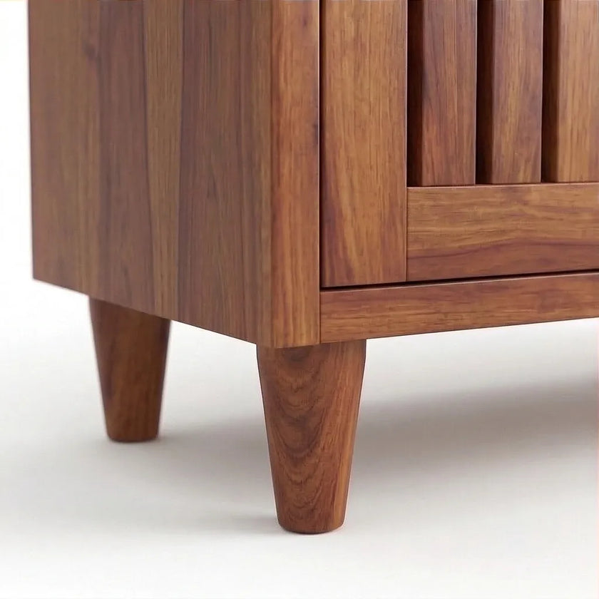 Solid Wood Shoe Rack with Carved Doors & Cushioned Bench Entryway Shoe Storage Cabinet