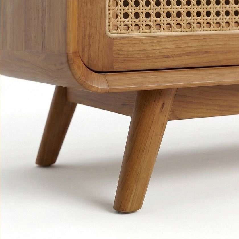 Solid Wood Shoe Rack Cabinet with Cane Doors