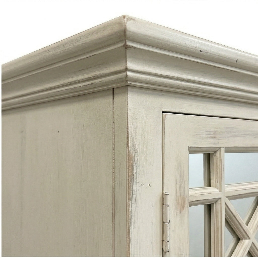 Solid Wood Display Cabinet with Glass Panel Doors Classic Storage & Showcase Unit