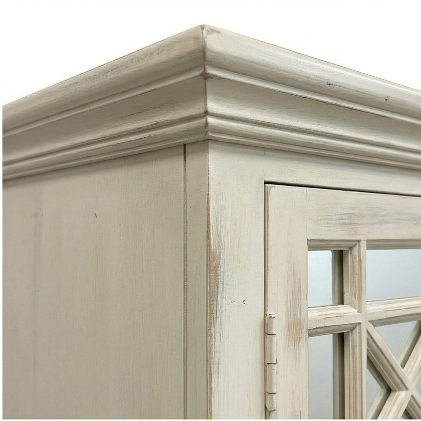 Solid Wood Display Cabinet with Glass Panel Doors Classic Storage & Showcase Unit