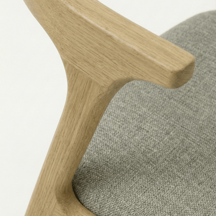 EETY Curved Back Sheesham Wood Chair with Upholstered Fabric Seat (Set of 2)