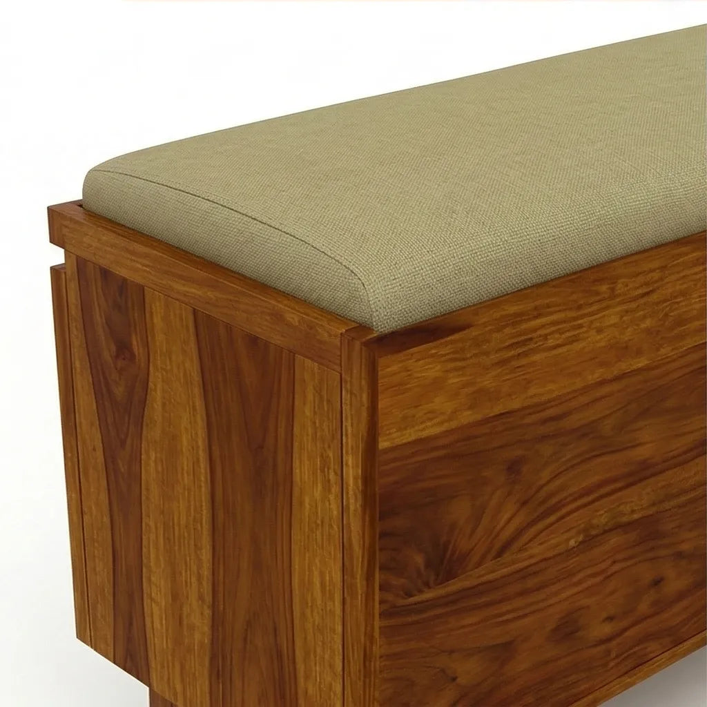 Solid Wood Shoe Rack Bench with Cushioned Seat