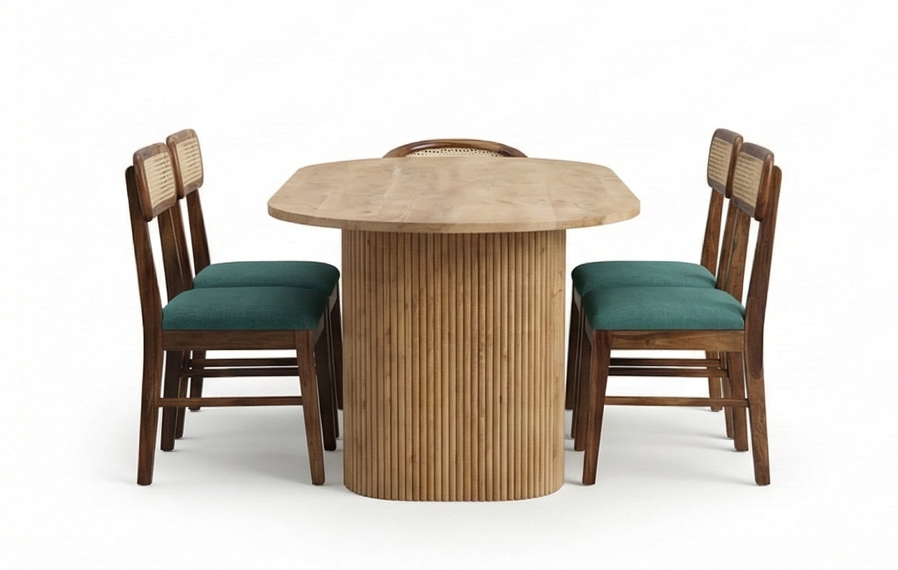 Acacia Wood Oval Dining Set Option 1