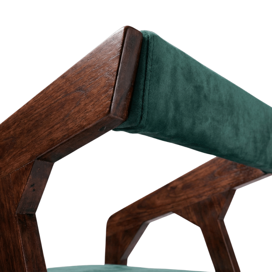 Noyer Solid Sheesham Wood Chair with Upholstered Fabric Seat and Backrest (Set of 2)