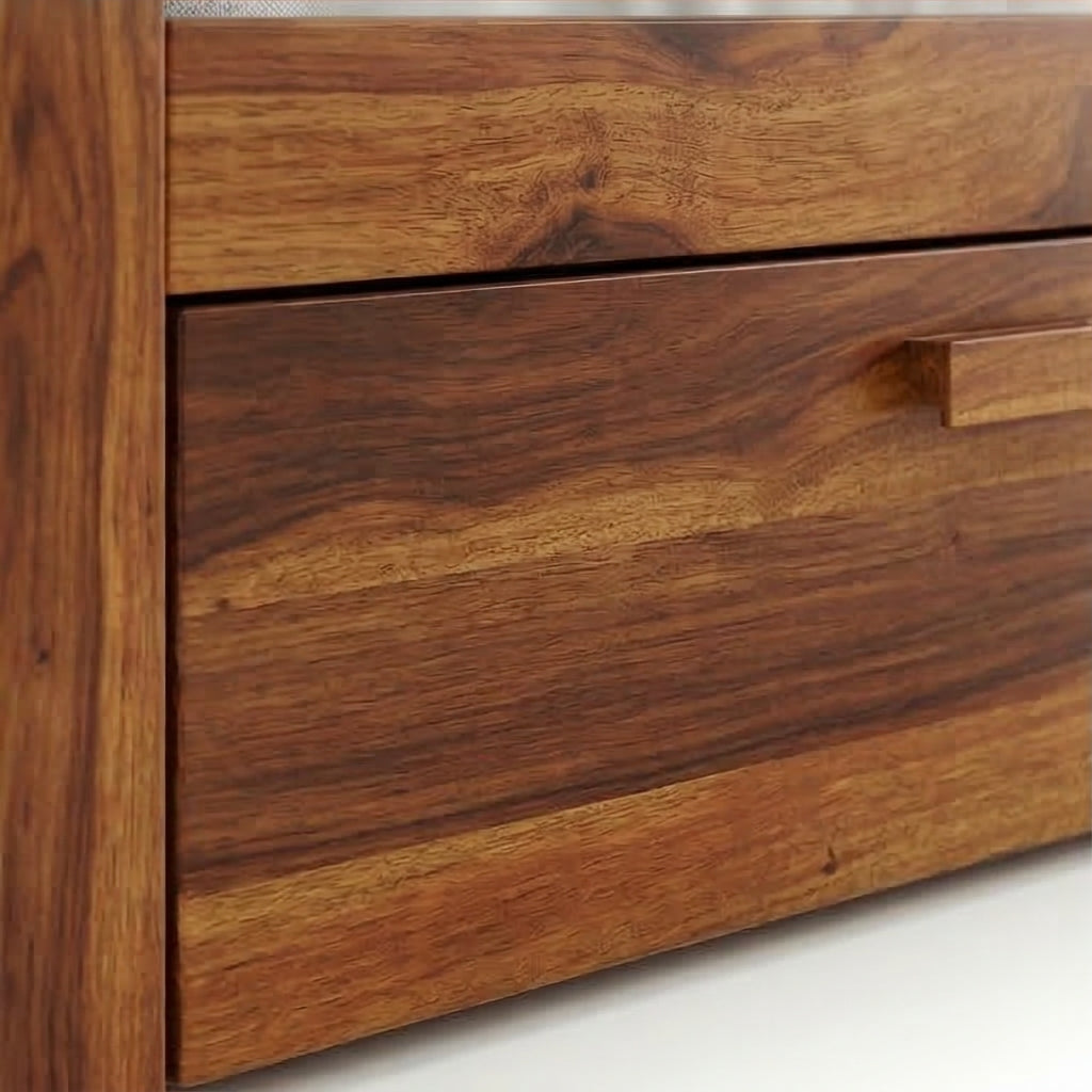 Aranya Low Profile Solid Wood Bed with Headboard