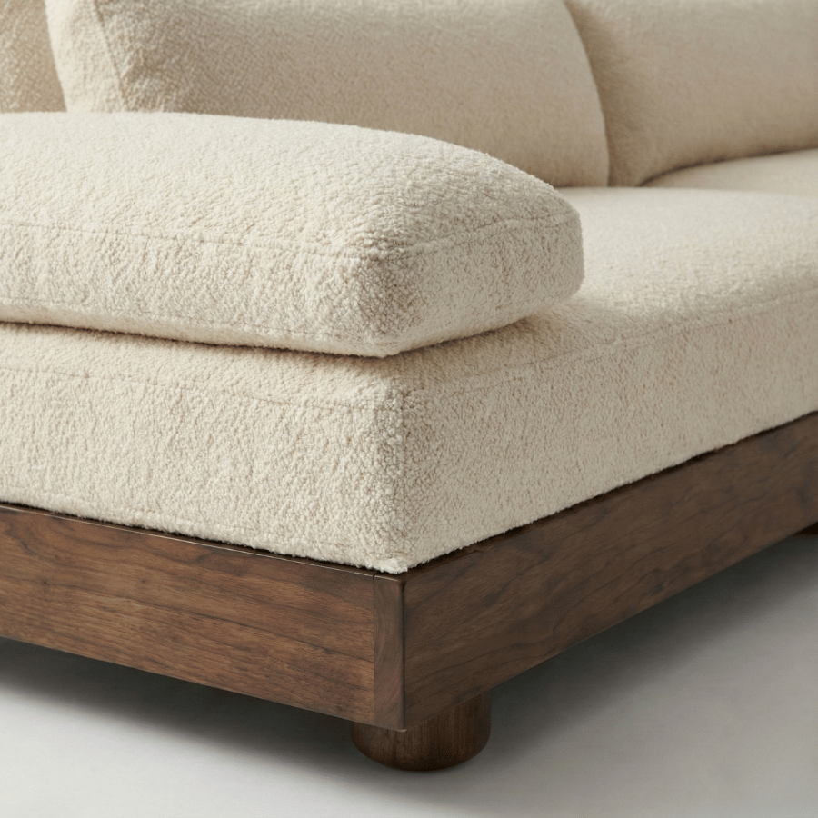 Weasely Solid Wood Fabric Sofa - Lounge Seating with Deep Cushioned Comfort by Induscraft