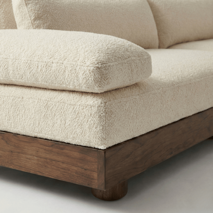 Weasely Solid Wood Fabric Sofa - Lounge Seating with Deep Cushioned Comfort by Induscraft
