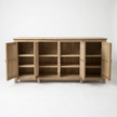 Meher Rustic Teak Wood 4 Door Carved Sideboard Cabinet