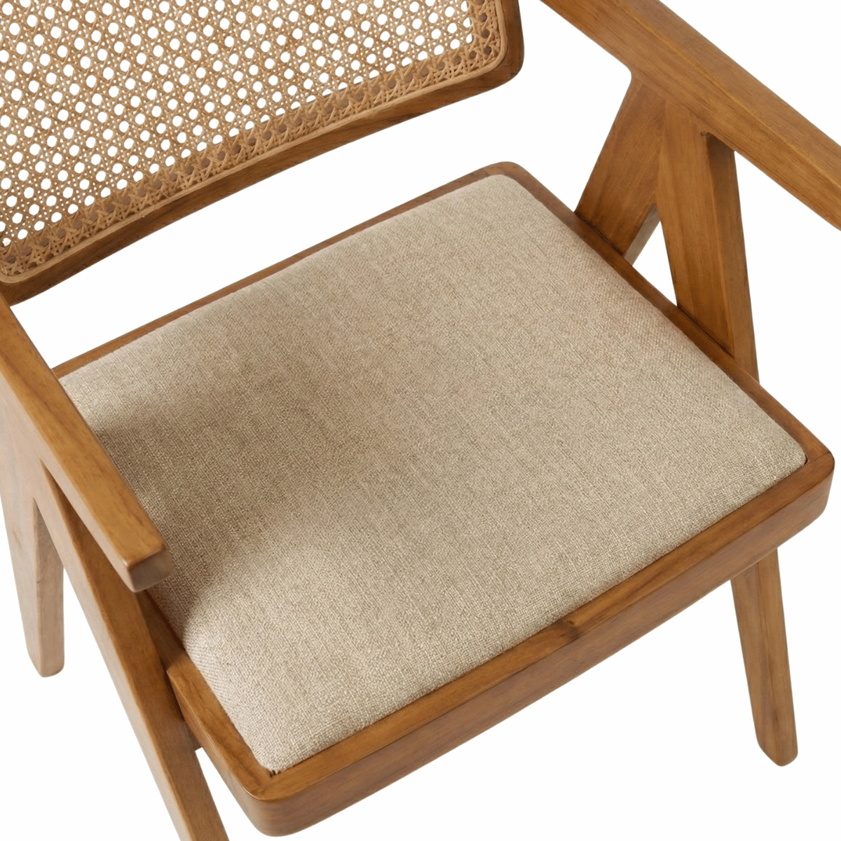 Mifflin Sheesham Wood Chair with Cane Backrest and Upholstered Seat (Set of 2)