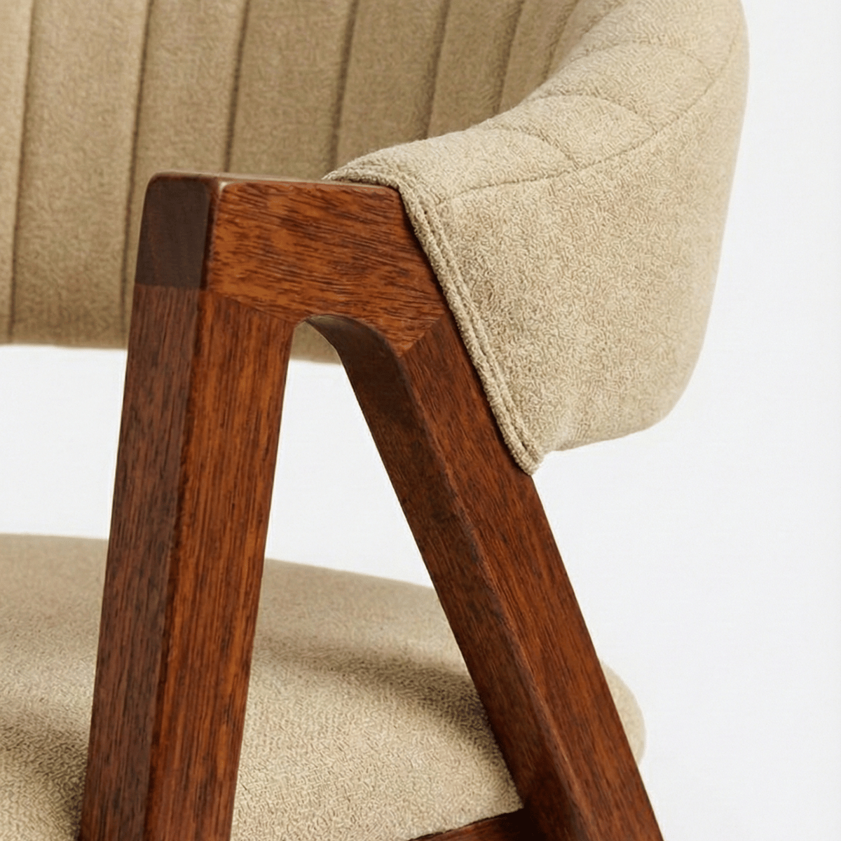 Rufus Sheesham Wood Chair with Upholstered Fabric Seat and Backrest (Set of 2)