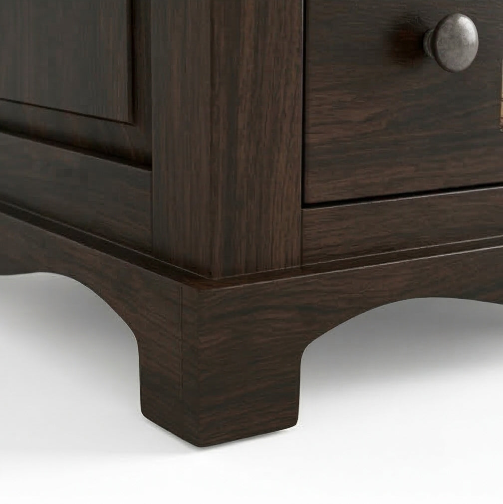 Solid Wood Dressing Table with Decorative Tile Inlay & Mirror