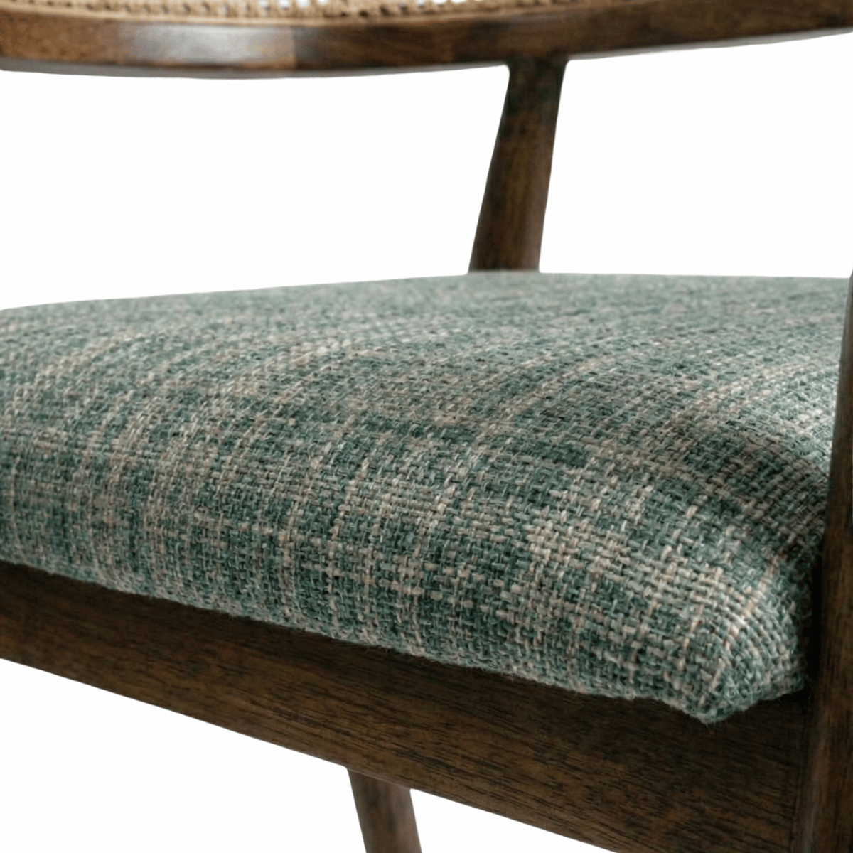 Rivity Solid Sheesham Wood Chair with Cane Backrest and Upholstered Seat (Set of 2)