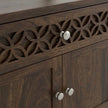 Solid Wood Dressing Table with Carved Drawer & Cabinet Storage