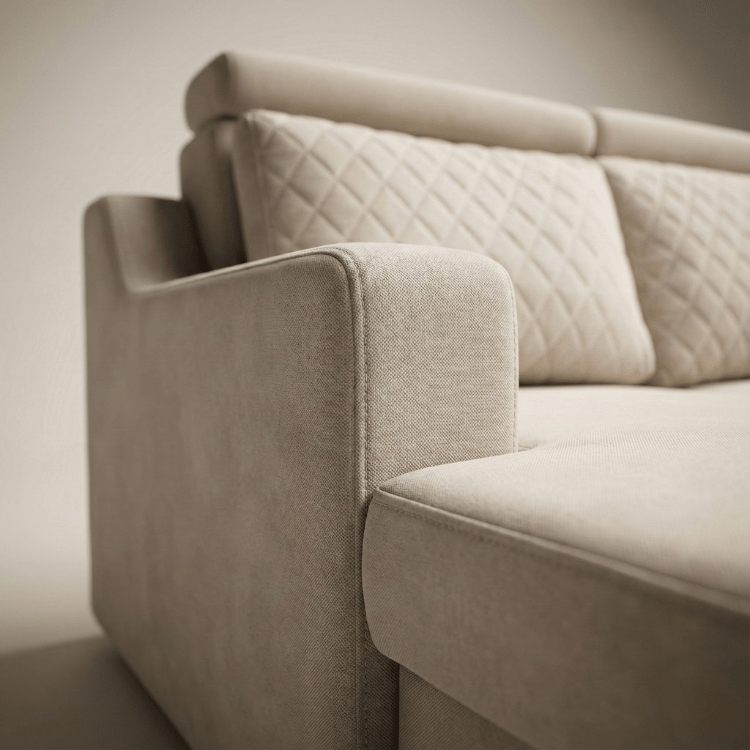 Sirea Solid Wood Upholstered L-Shape Sofa by Induscraft