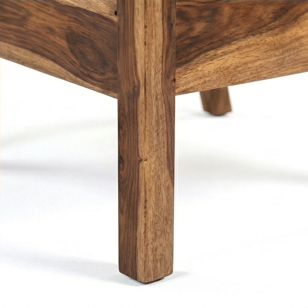 Solid Wood Lounge Armchair with Striped Upholstery