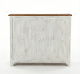 White Distressed Wooden Sideboard Cabinet with Carved Glass Doors