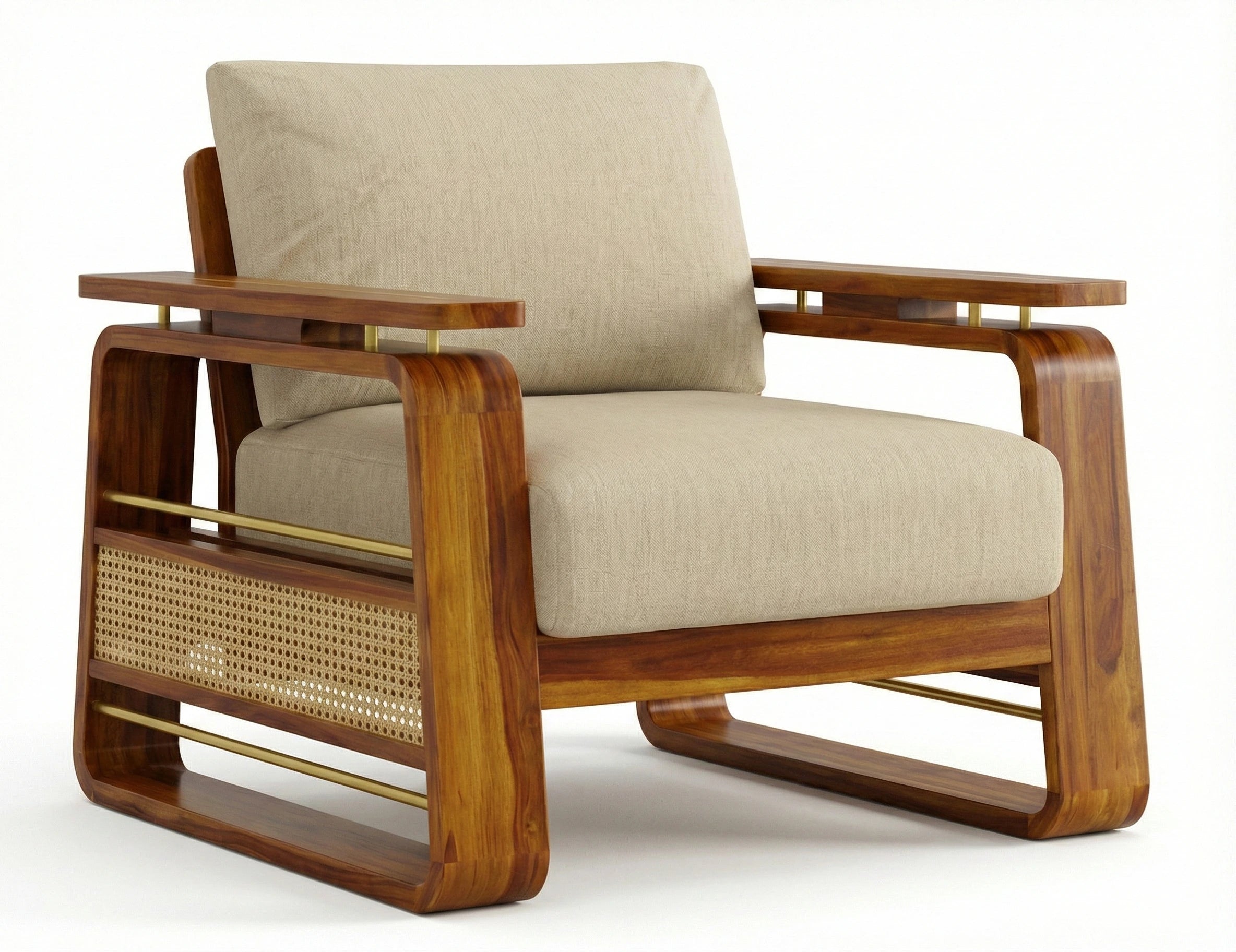 Brahmika Solid Wood Lounge Sofa Chair