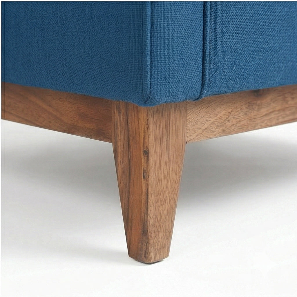Solid Wood Modern Lounge Chair with Upholstered Fabric Seat