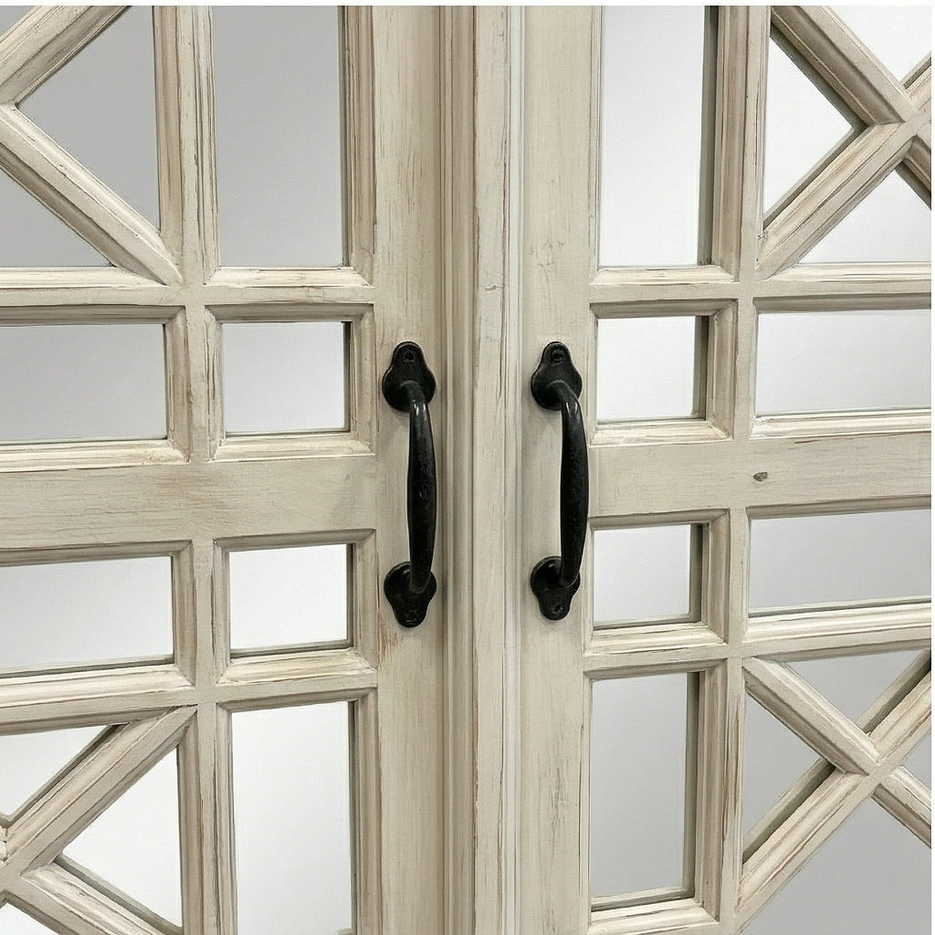 Solid Wood Display Cabinet with Glass Panel Doors Classic Storage & Showcase Unit