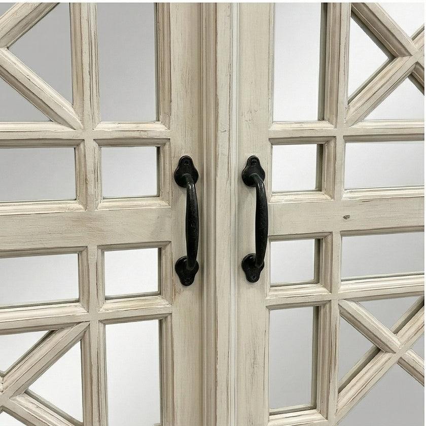 Solid Wood Display Cabinet with Glass Panel Doors Classic Storage & Showcase Unit