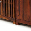 Solid Wood Shoe Rack with Storage Cabinet & Cushioned Bench