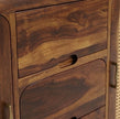 Solid Wood Sideboard Cabinet with Cane Doors & Drawer Storage
