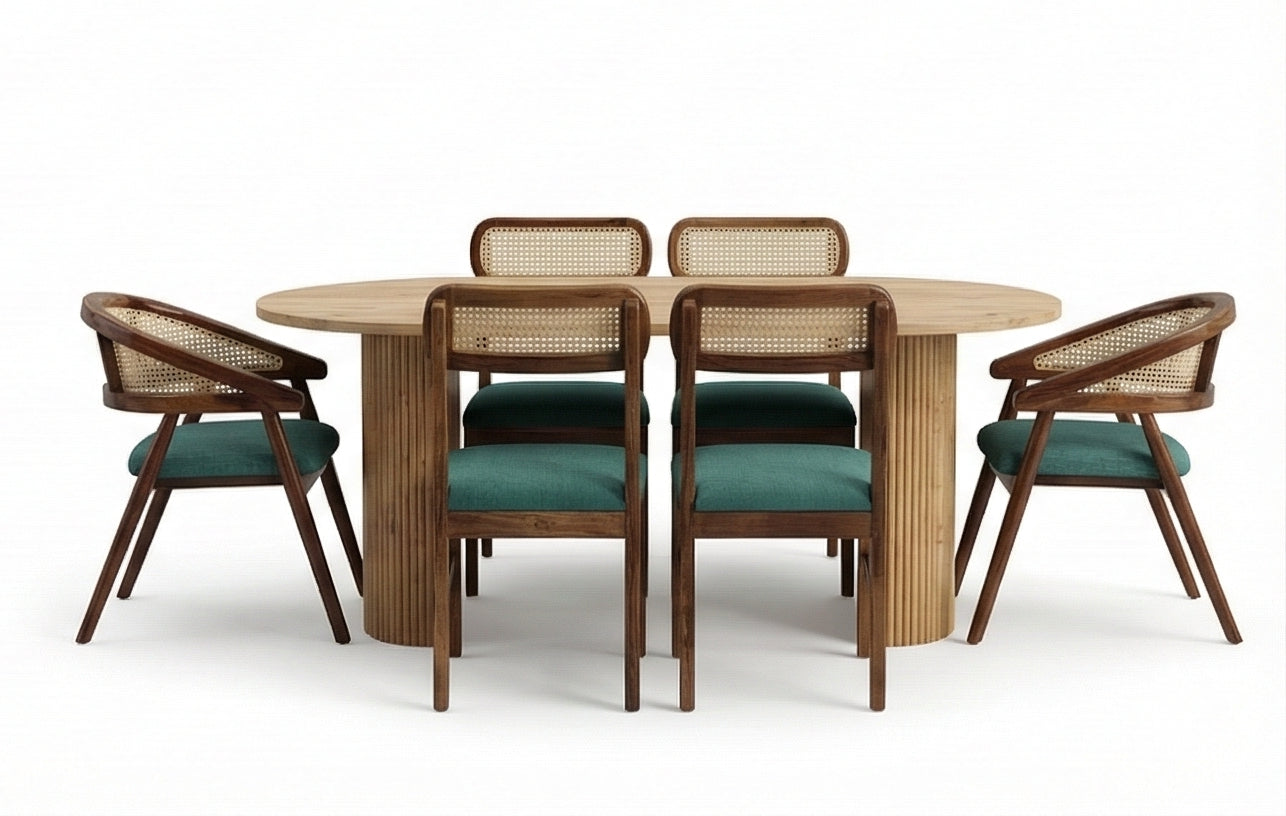 Acacia Wood Oval Dining Set Option 1