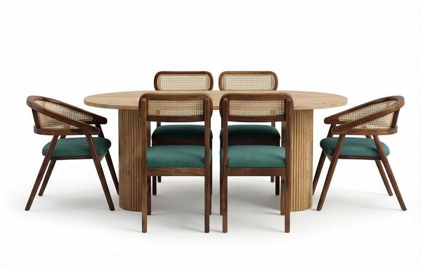 Acacia Wood Oval Dining Set Option 1