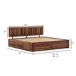 La-Diode Solid Sheesham Wood Bed with Geometric Pattern Headboard