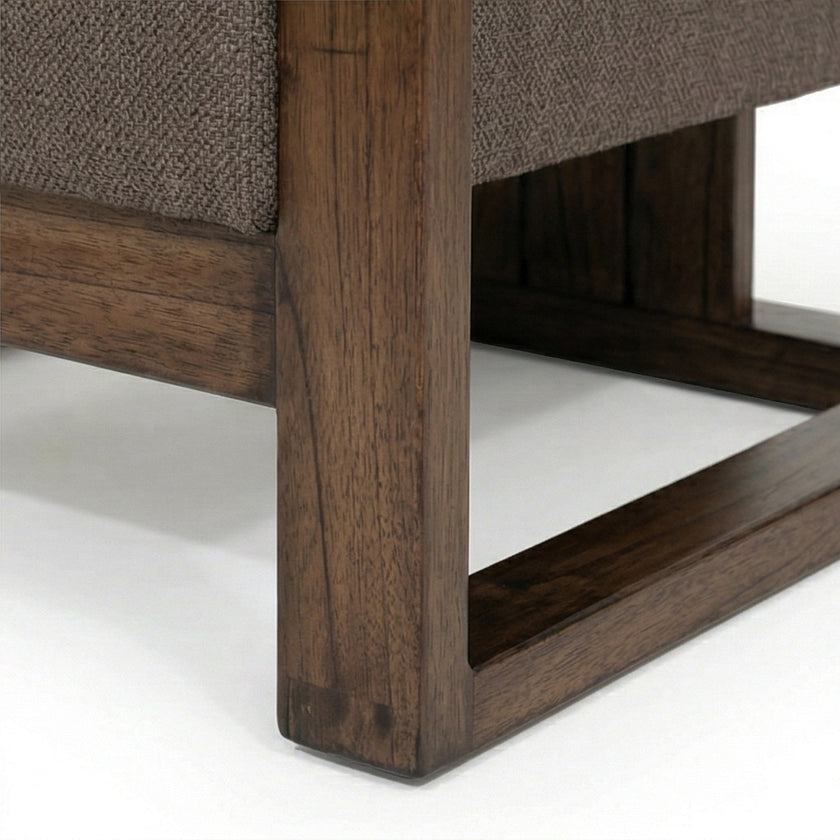 Solid Wood Box Frame Lounge Chair with Cushioned Seat