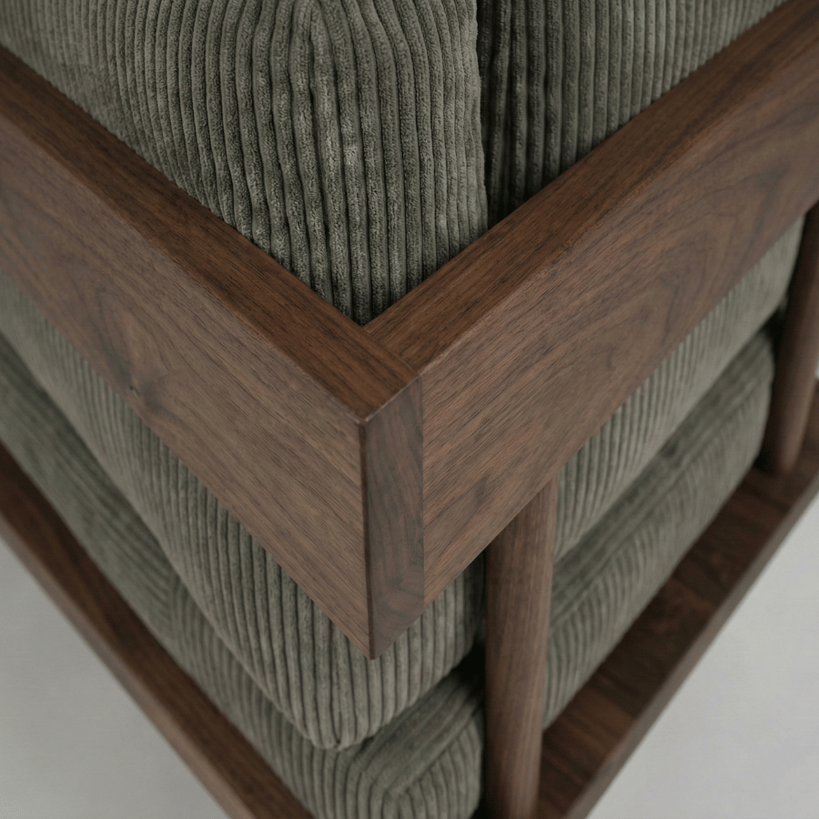 Shelby Solid Wood Upholstered Sofa - Structured Calm with Quiet Authority by Induscraft