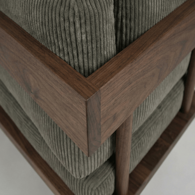 Shelby Solid Wood Upholstered Sofa - Structured Calm with Quiet Authority by Induscraft