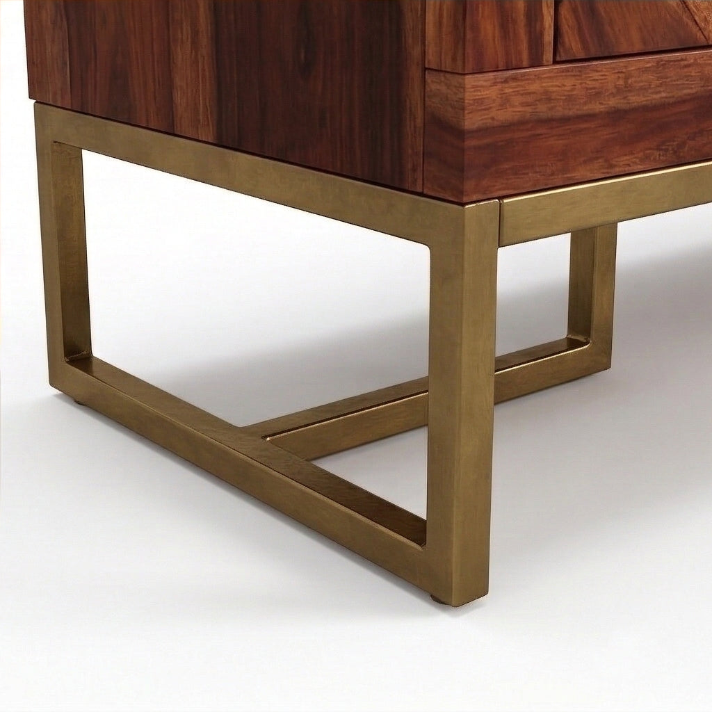 Herringbone Solid Wood Storage Cabinet