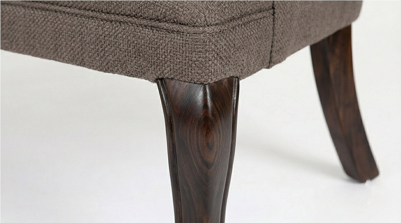 Classic Upholstered Wooden Bench Sofa with Rolled Arms