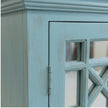 Solid Wood Display Cabinet with Glass Panel Doors Blue Finish Storage & Showcase Unit
