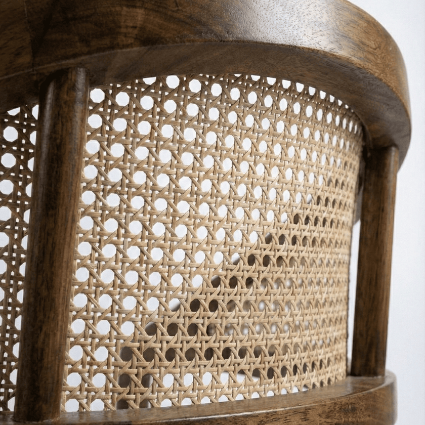 Rivity Solid Sheesham Wood Chair with Cane Backrest and Upholstered Seat (Set of 2)