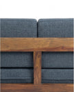 Solid Wood 2-Seater Sofa with Slatted Arms & Cushions Contemporary Wooden Sofa