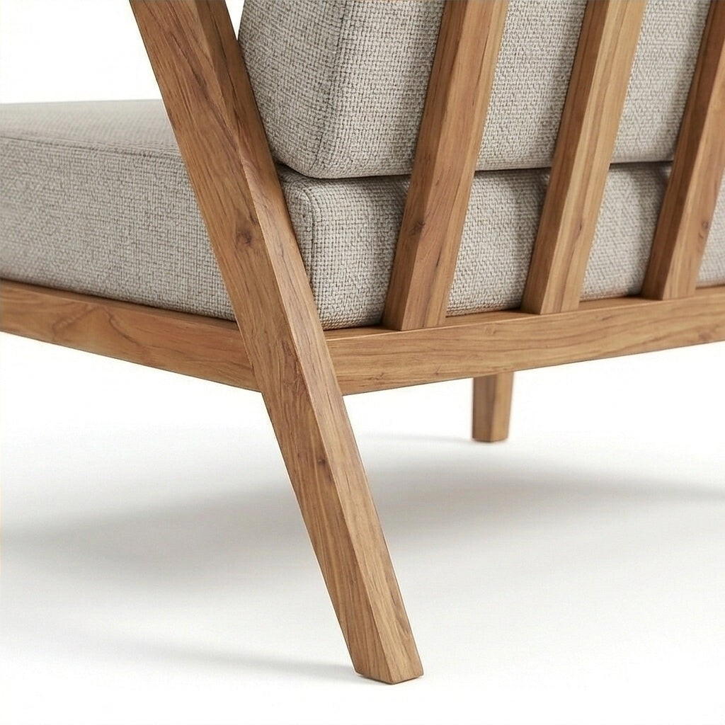 Solid Wood 2-Seater Sofa with Upholstered Cushions