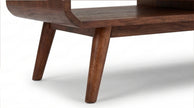 Mid-Century Solid Wood Coffee Table Open Shelf Storage Center Table