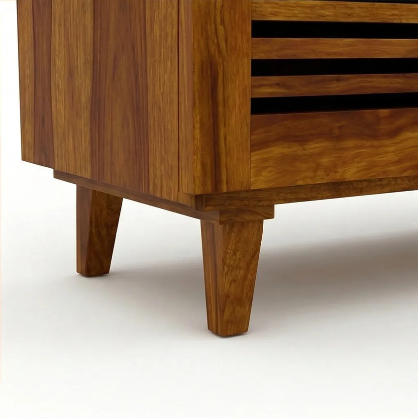 Solid Wood Shoe Rack Bench with Cushioned Seat