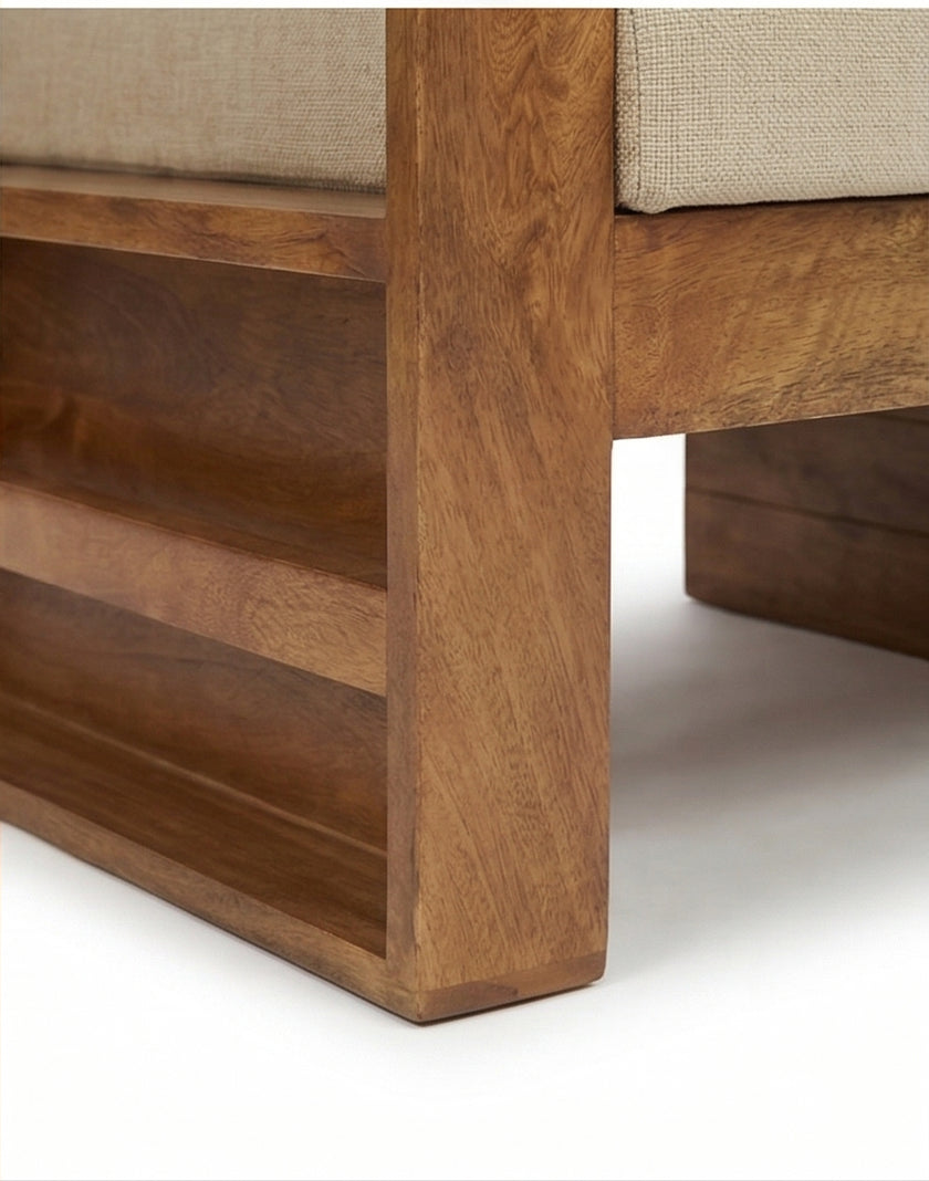 Solid Wood Lounge Armchair Modern Box Frame Accent Chair