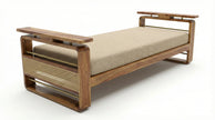 Brahmika Solid Wood Diwan with Cane Panel & Upholstered Cushion