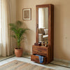 Solid Wood Dressing Table with Full-Length Mirror & Dual Drawer Storage