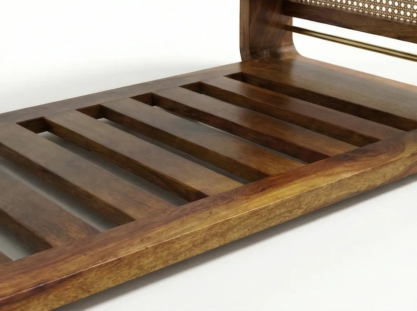 Brahmika Sheesham Rectangular Coffee Table with Rattan Cane Panels