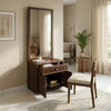 Solid Wood Dressing Table with Carved Drawer & Cabinet Storage