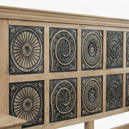 Meher Bed Without Storage in Old Mix Wood by Induscraft