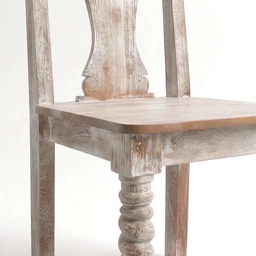 Mathilide Solid Wood Rustic Dining Set with Hand-Carved Chairs & Bench