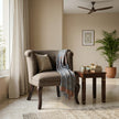 Classic Upholstered Accent Chair with Solid Wood Curved Legs